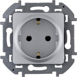 Розетка 2К+З - немецкий стандарт - 16 А - 250 В Алюминий Legrand INSPIRIA