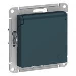 Розетка 1-м 16А С/У З/К со штор. с крышкой IP20 Изумруд AtlasDesign