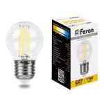 Лампа сд Е27 G45 11W 2700K филамент шар прозрач. LB-511 Feron