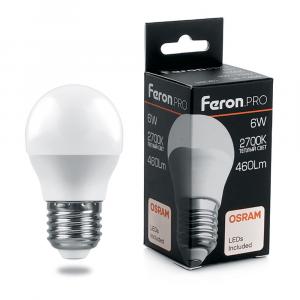 Лампа светодиодная LB-1406 Шарик E27 6W 2700K 460Lm Feron.PRO