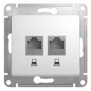 Розетка RJ45+RJ45 кат.5Е С/У Белый Glossa