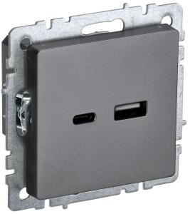 Розетка USB А+С 18Вт С/У Сталь Brite