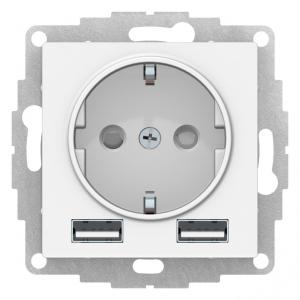 Розетка 1-м 16А С/У З/К со штор.+USB A+А 5В 2,4А Лотос AtlasDesign