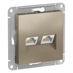 Розетка RJ45+RJ45 кат.5Е С/У Шампань AtlasDesign