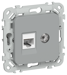 Розетка RJ45+TV кат.5Е UTP С/У Серый FLITE