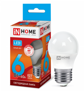 Лампа светодиодная LED-ШАР-VC 6Вт 230В Е27 4000К 570Лм IN HOME