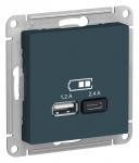 Розетка USB А+С 5В 2,4А С/У Изумруд AtlasDesign