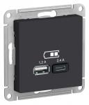 Розетка USB А+С 5В 2,4А С/У Карбон AtlasDesign