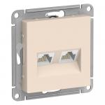 Розетка RJ45+RJ45 кат.5Е С/У Бежевый AtlasDesign