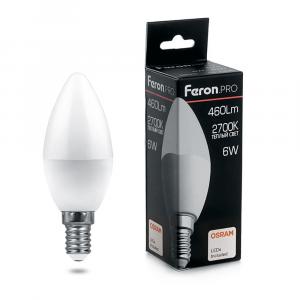 Лампа светодиодная LB-1306 Свеча E14 6W 2700K Feron.PRO