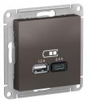 Розетка USB А+С 5В 2,4А С/У Мокко AtlasDesign