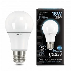 Лампа светодиодная Е27 A60 16W 4100K Gauss