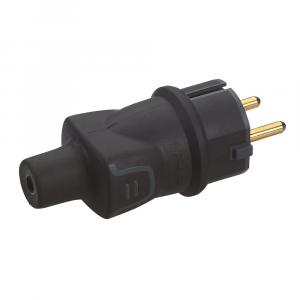 Вилка 2К+З резина (50196) черная IP44 Legrand