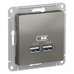 Розетка USB А+А 5В 2,1А С/У Сталь AtlasDesign