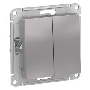 Выключатель 2-кл 10А С/У IP44 Алюминий AtlasDesign Aqua