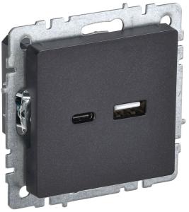 Розетка USB А+С 18Вт С/У Черный Brite