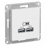Розетка USB А+А 5В 2,1А С/У Белый AtlasDesign