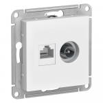 Розетка TV антенна + RJ45 кат.5E С/У Белый AtlasDesign