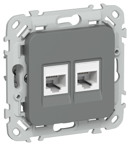 Розетка RJ45+RJ45 кат.5Е UTP С/У Мокрый Асфальт FLITE