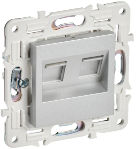 Розетка RJ45+RJ45 кат.6 С/У Серебряный Skandy