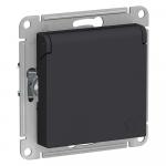 Розетка 1-м 16А С/У З/К со штор. с крышкой IP20 Карбон AtlasDesign