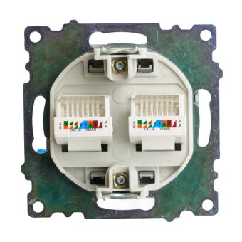 Розетка RJ45+RJ45 С/У Графит Катрин