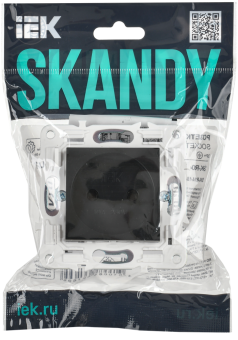 Розетка 1-м 10А С/У Черный Skandy