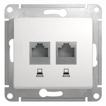 Розетка RJ45+RJ45 кат.5Е С/У Белый Glossa