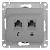 Розетка RJ45+RJ45 кат.5Е С/У Алюминий Glossa